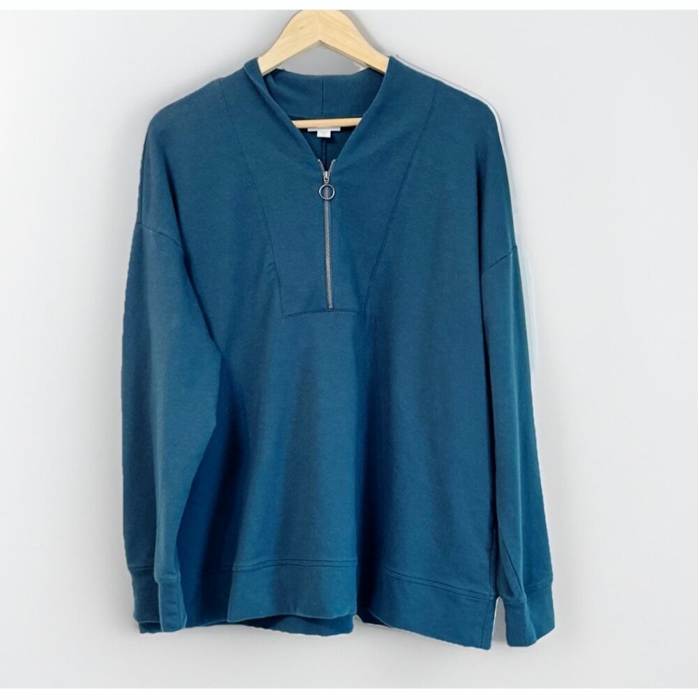 J. Jill Fit Teal 1/4 Sweatshirt Top Womens XL Long Sleeves Minimalist Athleisure